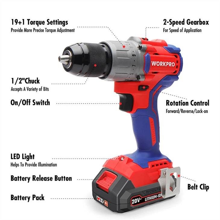 20V Cordless Brushless Drill Set