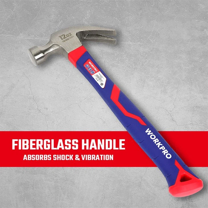 450G (450g (16OZ)) CURVED CLAW HAMMER WITH FIBERGLASS HANDLE