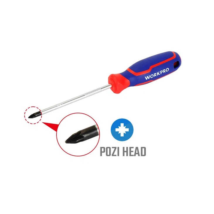 WORKPRO CR-V POZI SCREWDRIVER WITH TRI-COLOR HANDLE, PZ0X75MM factory
